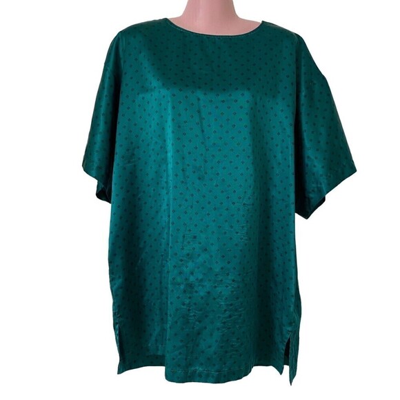 Vtg Victorias Secret Gold Label Women's Sleepshirt Medium Green Satin - Picture 1 of 4